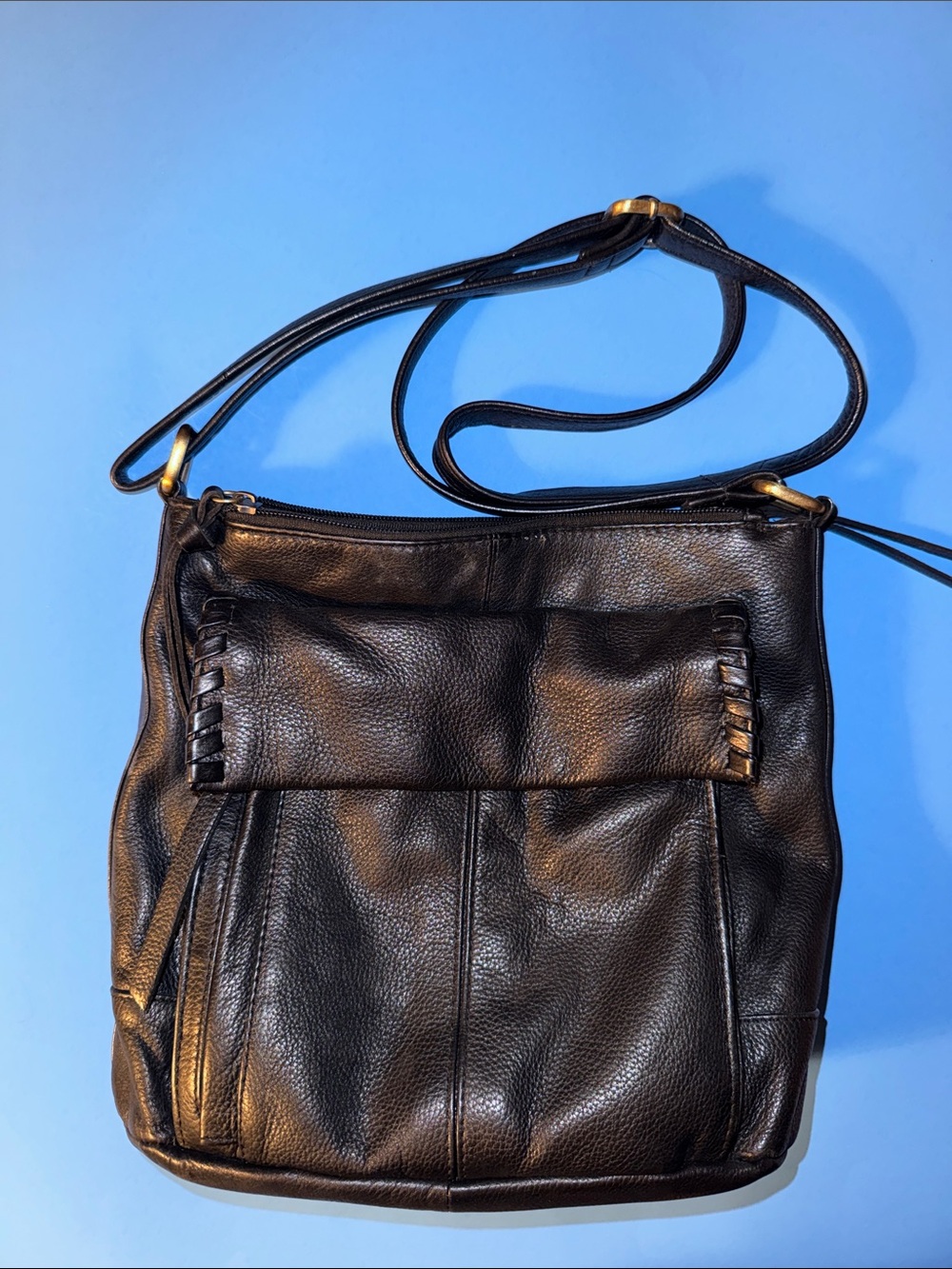 Women's Black Soft Leather Crossbody Shoulder Bag